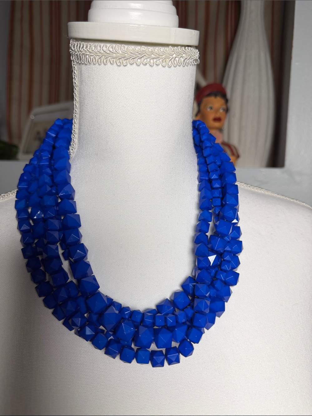 Royal Blue Multi-Strand Faceted Necklace - Brand Unspecified
